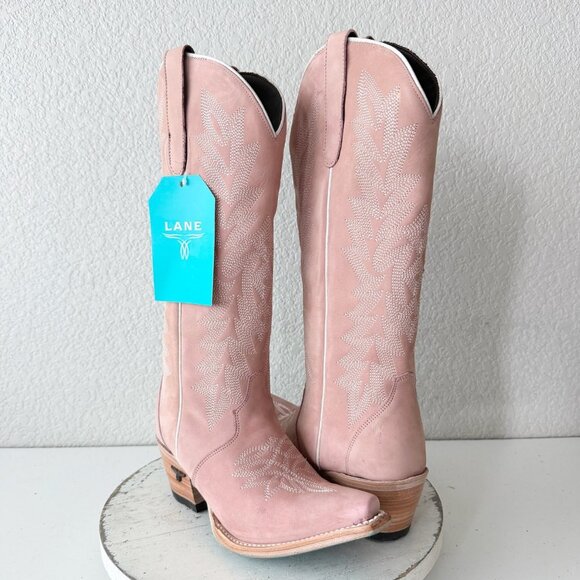 Lane Gallatin Womens Cowboy Boots 6.5 Pink Cowgirl Western Mid Calf Pointed Toe - Picture 11 of 11